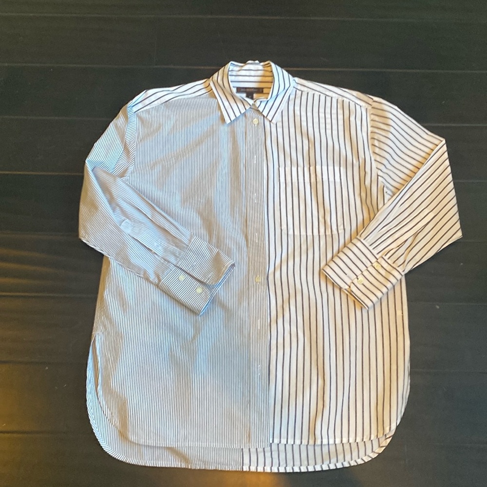 Banana Republic Gray Stripe Oversized Button-down Shirt